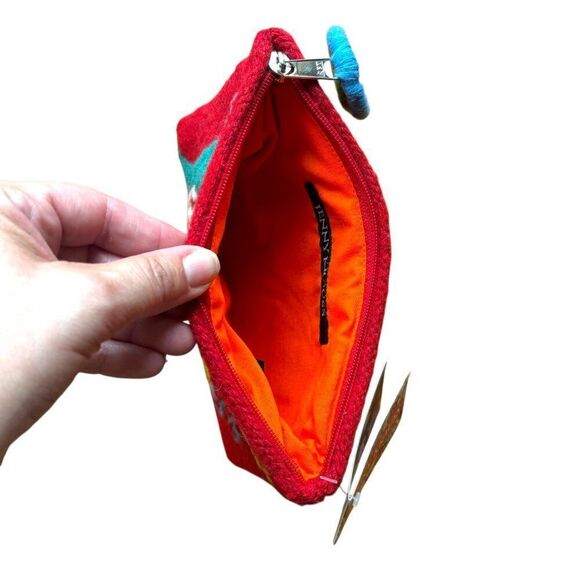 NWT Jenny Krauss Monogram Letter J Pouch Floral Embroidered Zip Bag Sundance - Picture 5 of 7